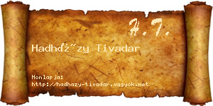 Hadházy Tivadar névjegykártya